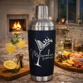 Personalized Cocktail Shaker | Laser Engraved 20 oz  | Stainless Steel High Quality Black Powder Coat | Your Custom Design Included! Cheers!