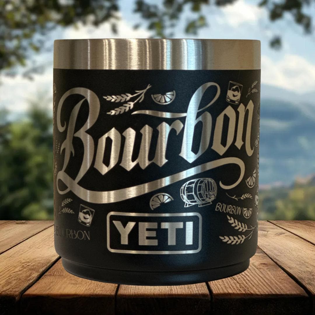 Bourbon Theme Laser Engraved YETI Lowball Tumbler | 10oz Capacity