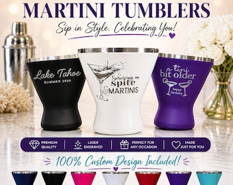 Personalized Tumbler | Wine Cocktail Glass | Custom Martini Tumbler | Laser Engraved 10oz