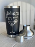 Personalized Cocktail Shaker | Laser Engraved 20 oz  | Stainless Steel High Quality Black Powder Coat | Your Custom Design Included! Cheers!