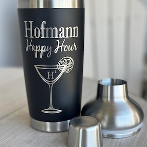 Personalized Cocktail Shaker | Laser Engraved 20 oz  | Stainless Steel High Quality Black Powder Coat | Your Custom Design Included! Cheers!