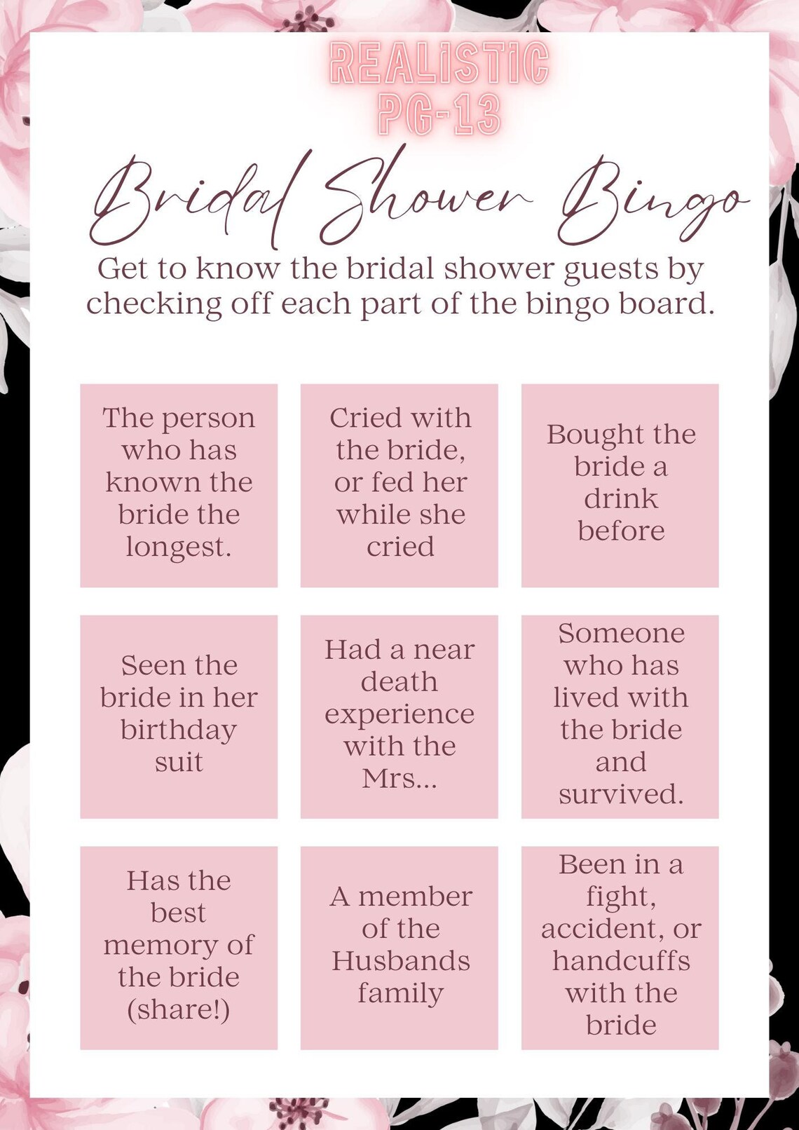 Realistic Fun Bridal Shower Party Ice Breaker Etsy