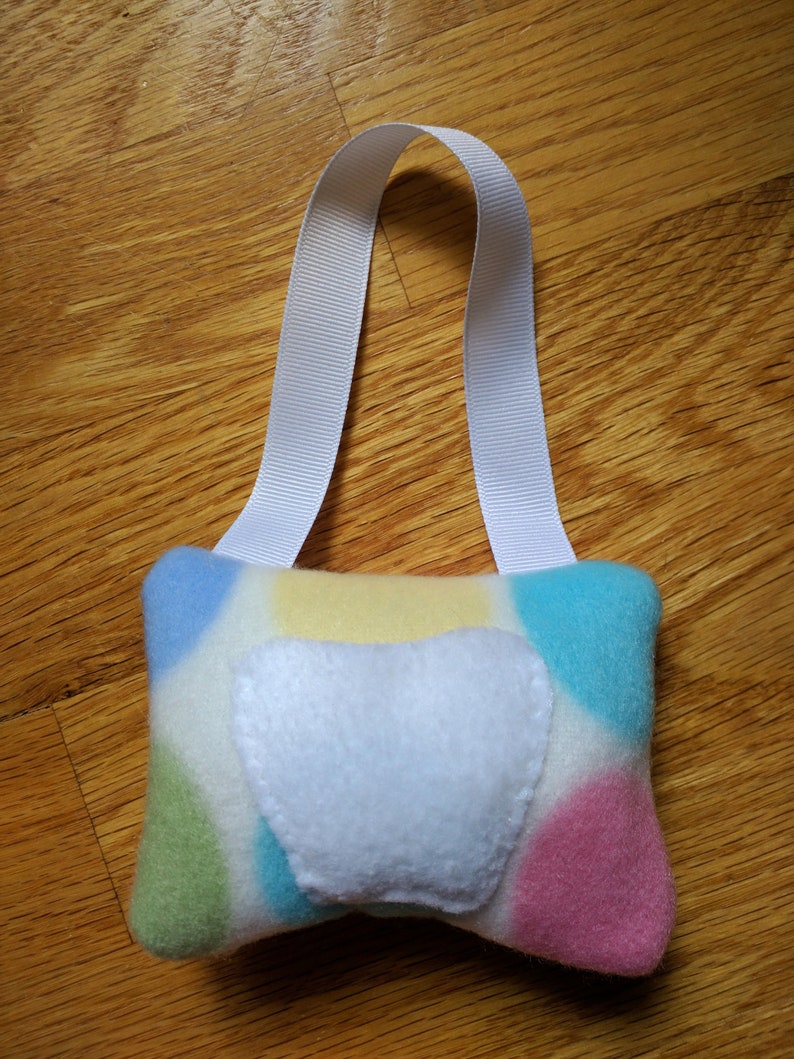 Hanging Tooth Fairy Pillow pastel dots