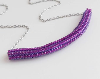 Thyroid Neck Scar Cover Necklace in Fuchsia / Seed Bead Jewelry