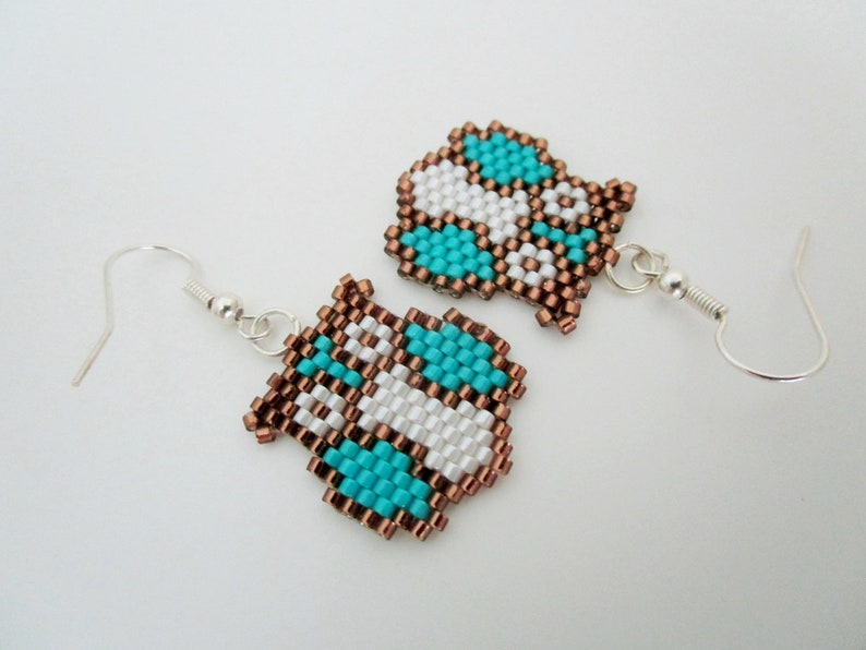 Beaded Owl Earrings / Seed Bead Jewelry / Sterling Silver Etsy