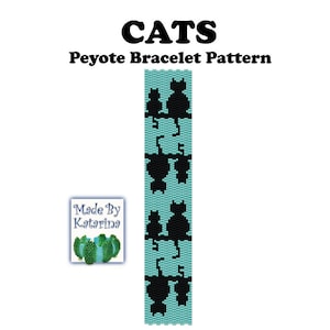 Peyote Bracelet Pattern Cats / INSTANT DOWNLOAD PDF image 1