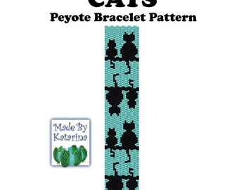 Peyote Bracelet Pattern Cats / INSTANT DOWNLOAD PDF