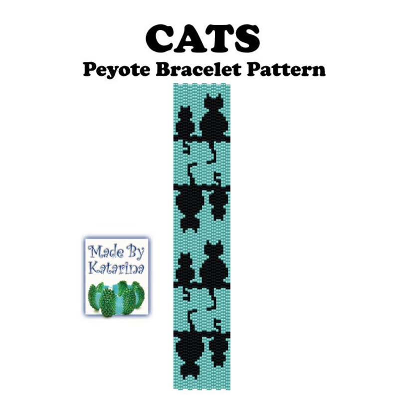 Peyote Bracelet Pattern Cats / INSTANT DOWNLOAD PDF image 1