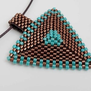 Artisan Peyote Triangle Pendant / Beaded Necklace / Handmade Seed Bead Jewelry
