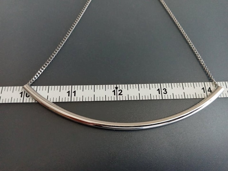 Long Silver Tube Necklace / Adjustable Thyroid Neck Scar Cover image 5