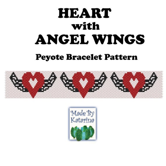 Peyote Bracelet Pattern Heart With Angel Wings Instant Etsy