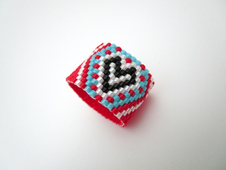 Beaded Heart Peyote Ring / Seed Bead Jewelry Etsy