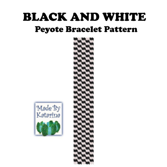 peyote-bracelet-pattern-black-and-white-houndstooth-instant-download