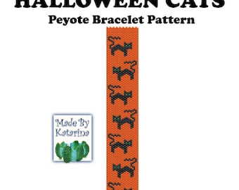 Peyote Bracelet Pattern Halloween Cats / INSTANT DOWNLOAD PDF