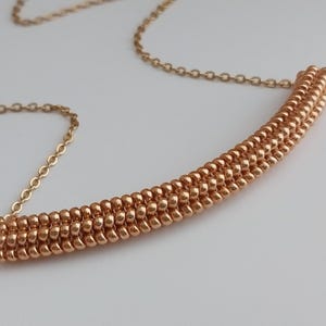 Thyroid Neck Scar Cover Necklace / Bright Gold Beaded Tube Pendant