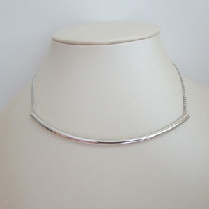 Long Silver Tube Necklace / Adjustable Thyroid Neck Scar Cover image 7