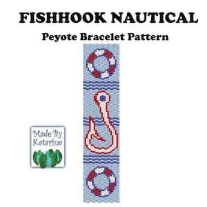 Bracelet peyotl motif hameçon nautique / TÉLÉCHARGEMENT IMMÉDIAT LE PDF