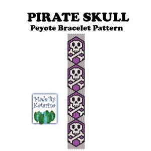 Peyote Bracelet Pattern Pirate Skull / INSTANT DOWNLOAD PDF