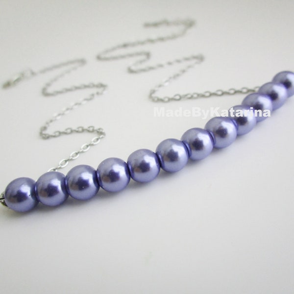 Adjustable Thyroid Neck Scar Cover Violet Pearls Necklace / Dainty Jewelry