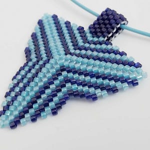 Beaded Peyote Triangle Pendant Necklace in Blue / Seed Bead Jewelry
