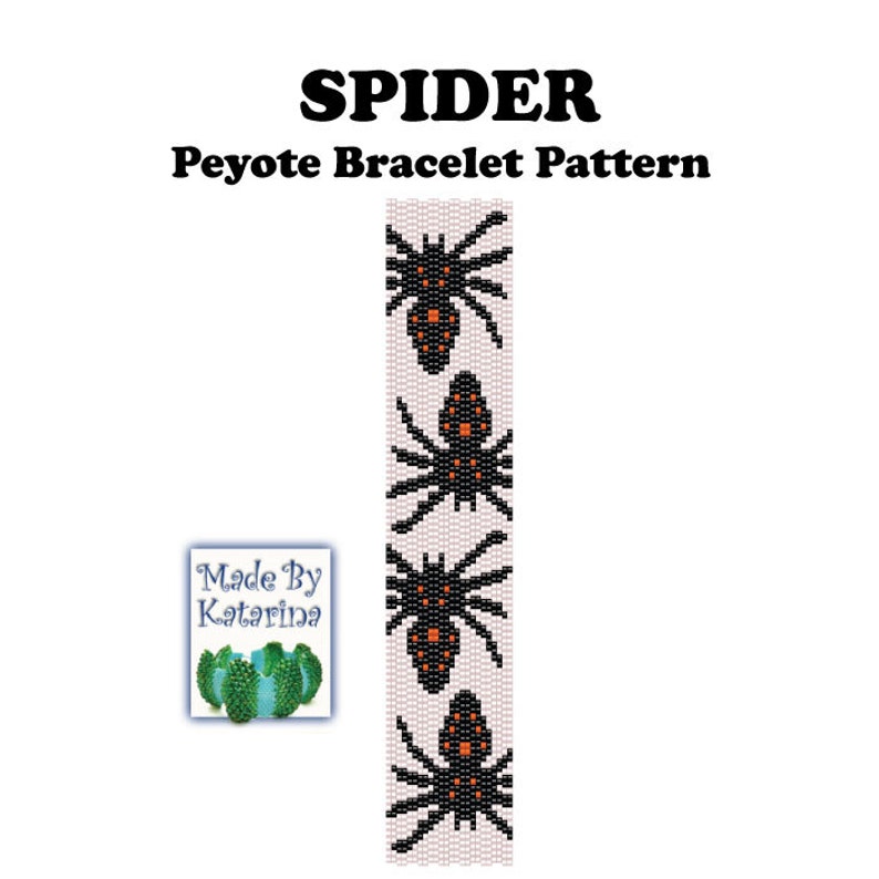 Peyote Pattern Spider INSTANT DOWNLOAD PDF Peyote Stitch Bracelet Pattern Halloween Peyote Pattern / Two Drop Even Peyote image 3