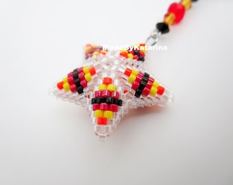Beaded 3D Star Peyote Keychain / Multicolor Key Ring / Zipper Pull / Gifts under 20