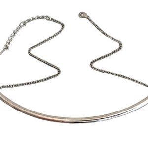 Long Silver Tube Necklace / Adjustable Thyroid Neck Scar Cover image 4