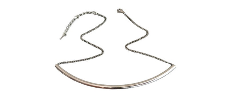 Long Silver Tube Necklace / Adjustable Thyroid Neck Scar Cover image 4