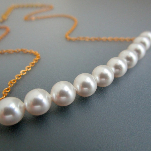 Thyroid Neck Scar Cover White Pearls Adjustable Necklace / Dainty Jewelry