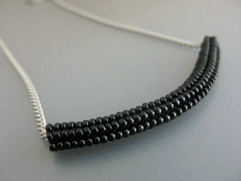 Black Thyroid Neck Scar Cover / Seed Bead Tube Necklace Etsy