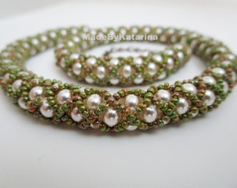 Neck Scar Cover Necklace / Beaded Seed Bead and Pearl Jewelry