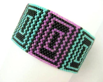 Beaded Geometric Bracelet / Seed Bead Peyote Bracelet