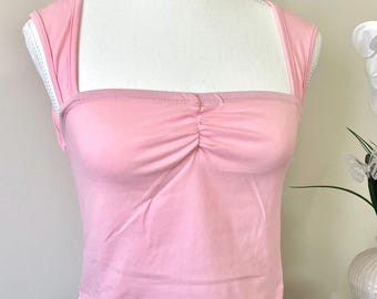 Pink Front Ruching Crop Top