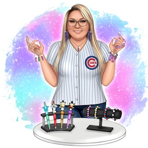 Custom cartoon logo, digital portrait, logo design, small business, embroidery, sewing, beaded pens, bracelet, wreath, t-shirt, heat press