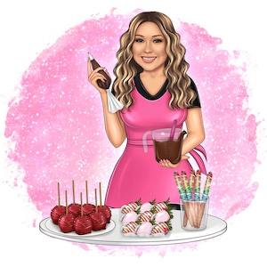 Custom cartoon logo, digital portrait, logo design, small business logo, confectionery, bakery, cakes, pastry chef, sweets, strawberry