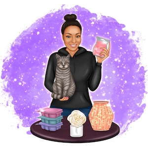 Custom cartoon logo, digital portrait, logo design, small business, wax epilation, jewelry bath bombs, rings, healthcare, cosmetic selling