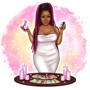 Custom cartoon logo, digital portrait, logo design, small business logo, esoteric, tarot cards reading, magical, candle