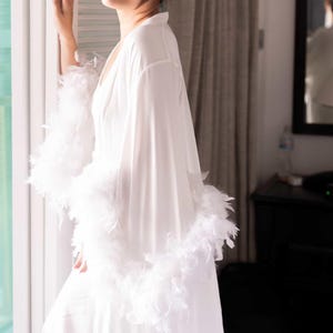 Wedding Day Bride Robe Luxury feathers kimono, Bridesmaid feathers kimono, Dressing gown Bride robe with feathers, Boudoir robe, Bridal Gift