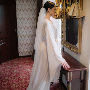 Braut Kimono Hausmantel mit Schleppe und weiten Ärmeln, Hausmantel, Hausmantel, Hausmantel, Hausmantel, Hausmantel, elegant, elegant, elegant, elegant, lang