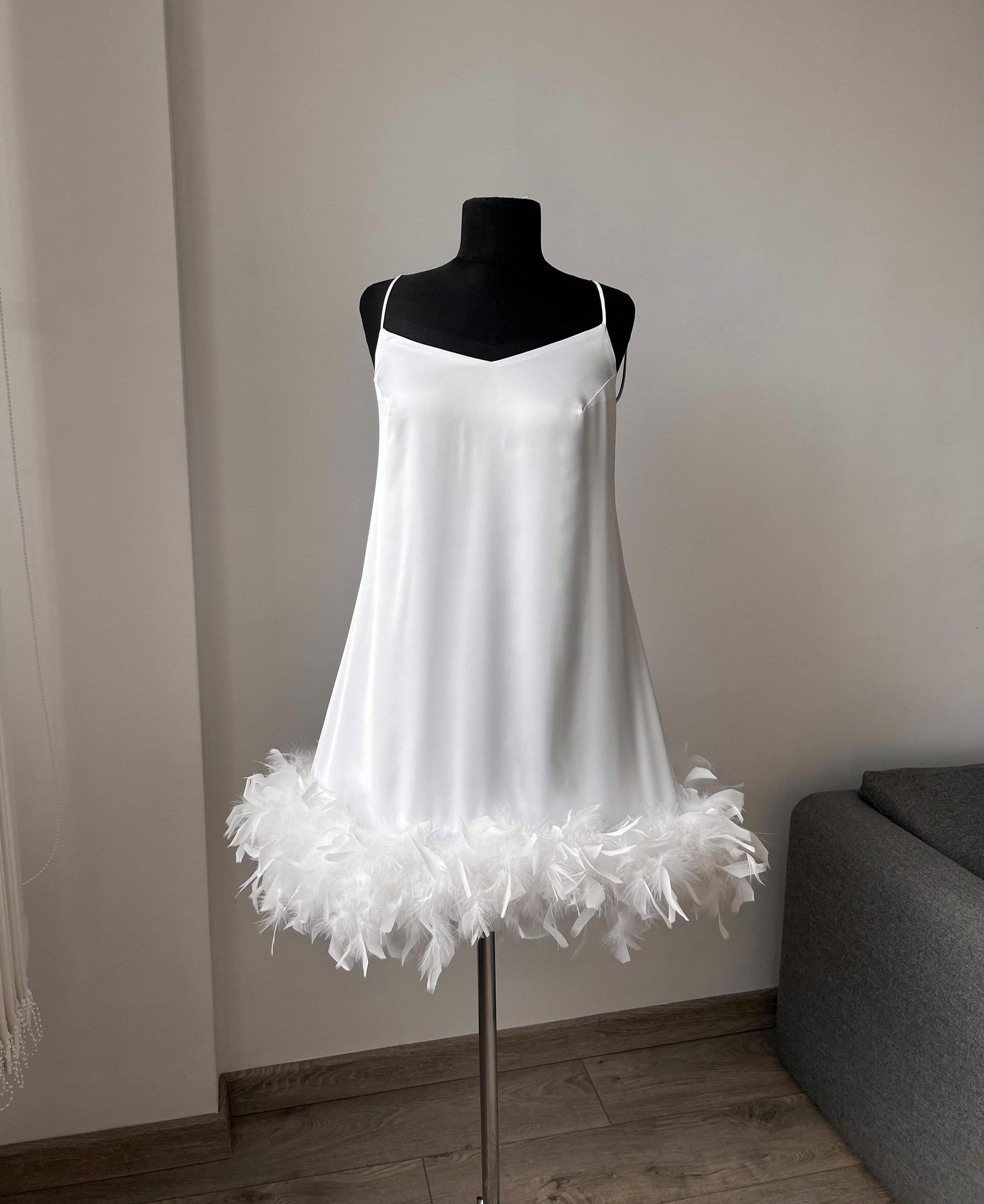 One Shoulder Feather Dress