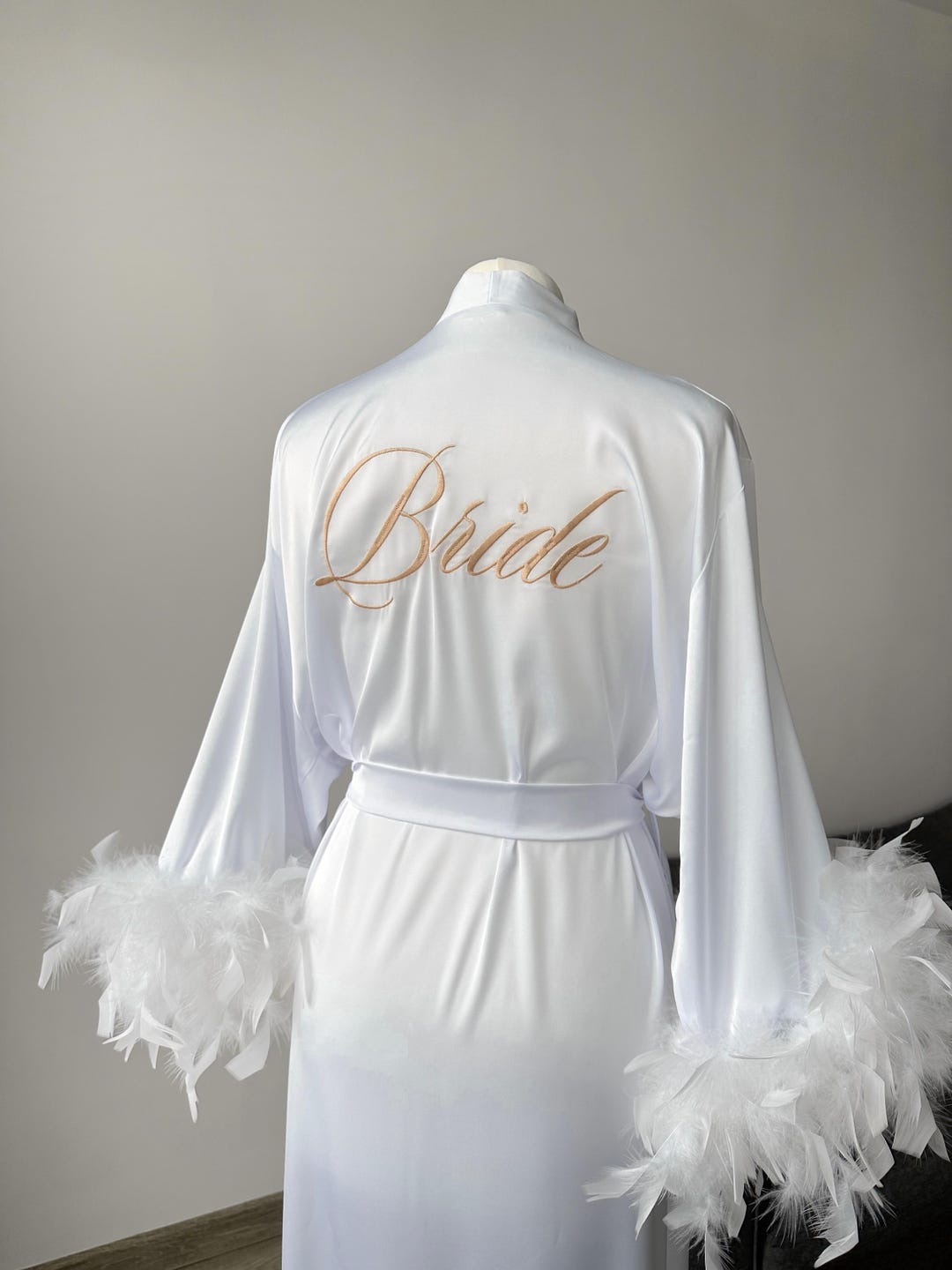 Feather Trimmed Bridal Robe