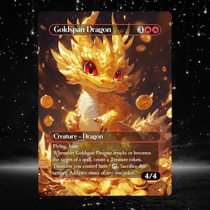 Dragón Goldspan - Tarjeta de arte alterado personalizada con arte completo