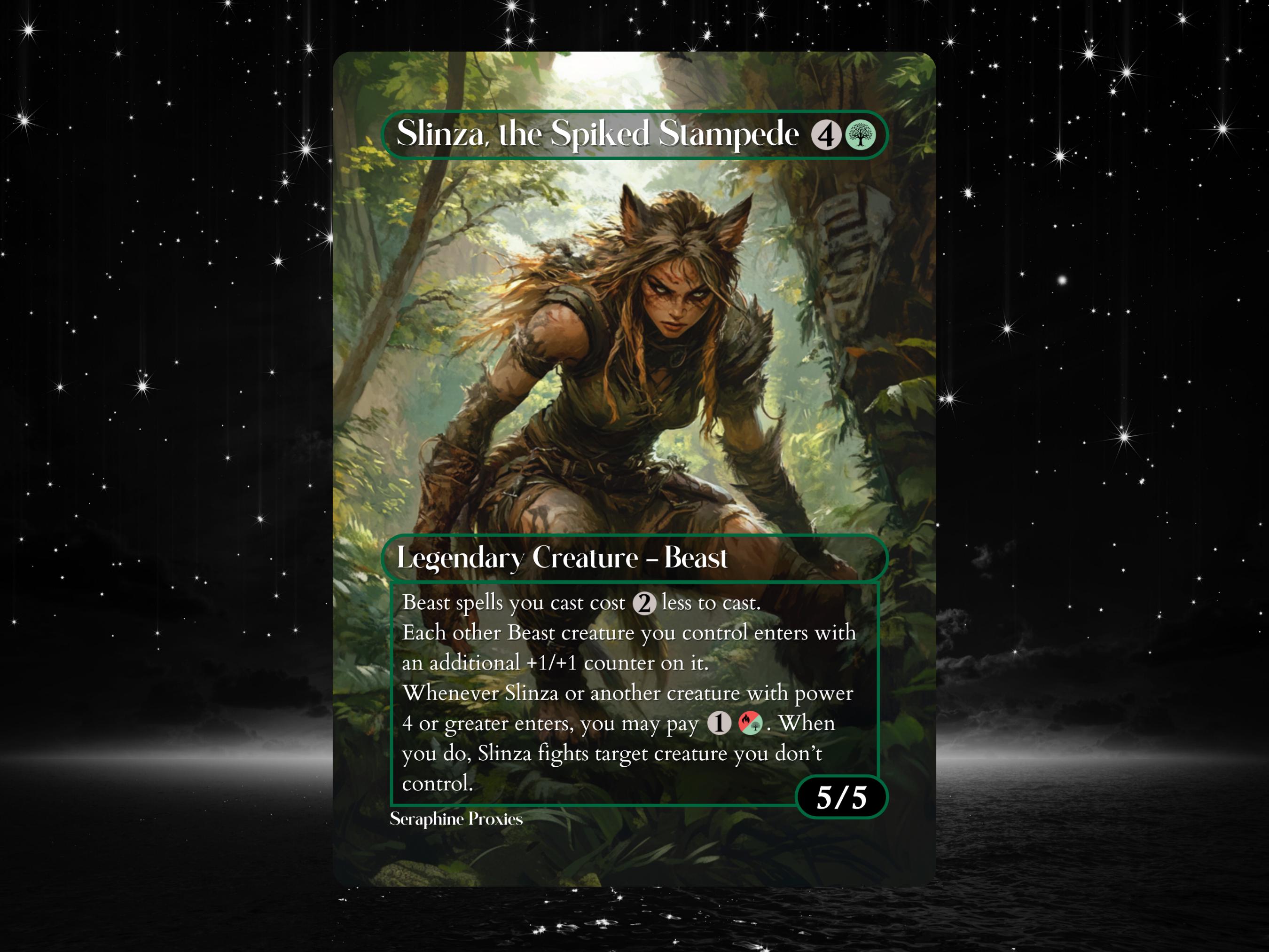 Slinza, the Spiked Stampede - Proxy Full Art Custom Altered Art
