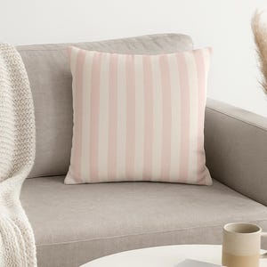 Pink Striped Pillow Cover – Decorative Throw Pillow, Pastel Cushion for Sofa, Modern Farmhouse & Coastal Home Décor, Cottagecore Gift