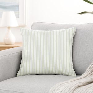 Light Sage Green Striped Pillow Cover, Farmhouse Decorative Cushion Cover with White Stripes for Sofa Couch Bed Chair, Modern Home Decor