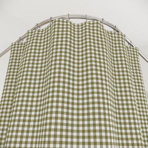 Classic gingham pattern shower curtain close-up