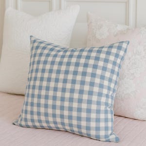 Blue gingham decorative pillow case for home décor