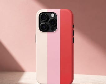 Roze rood kleurblok telefoonhoesje, moderne minimalistische streephoes, chique zomeresthetiek, levendig stijlvol hoesje voor iPhone 17 16 15 14 13 Pro