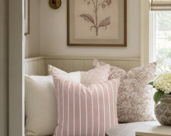 Roze gestreepte kussenhoes, moderne decoratieve sierkussenhoes, landelijke kussenhoes, boho sierkussen voor bank, fauteuil of bed.