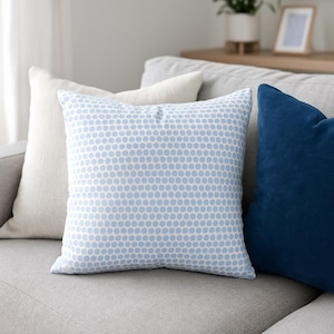 Blue Polka Dot Pillow Cover, Pastel Cushion Cover, Minimalist Light Blue Throw Pillow, Cute Dot Print Pillowcase, Nursery or Sofa Decor